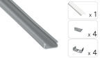 TEKKNI ORRE Set, silver, transparent cover, 3 m